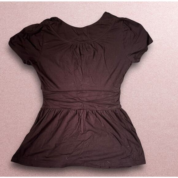 Anthropologie Deletta Brown Abstract V-Neck Blouse - Picture 2 of 4